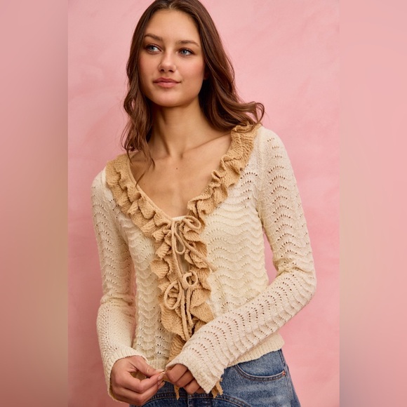 SO ME Pointelle Texture Lightweight Sweater Cardigan - Picture 7 of 12